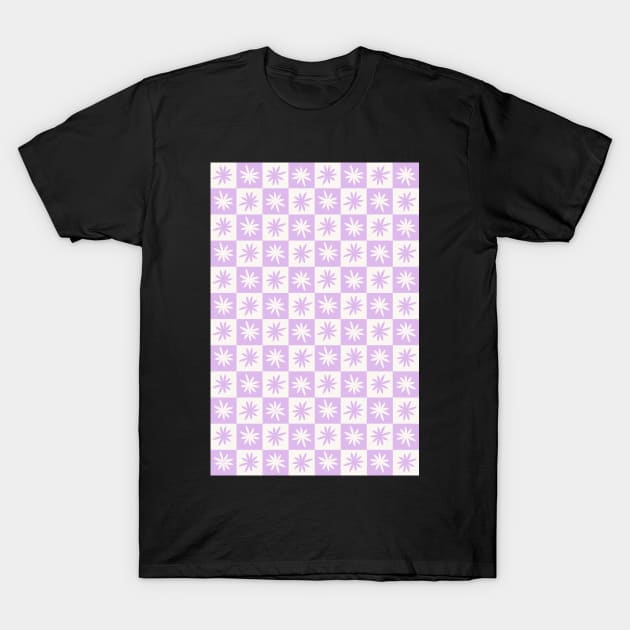 Lisa Says Gah Inspired Checkered Flower Trendy Lilac T-Shirt by shopY2K